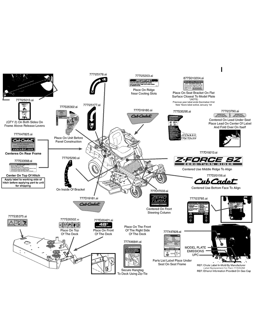 Label Map 17asdghb010 Diagram and Parts List for Z-FORCESZ48 (17ASDGHB-17ASDGHB010)(2015) Cub Cadet Lawn Tractor
